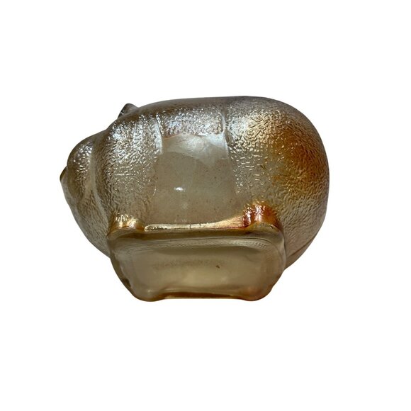 Amber Glass Piggy Bank Figurine Vintage Textured Design C271 - Picture 5 of 7